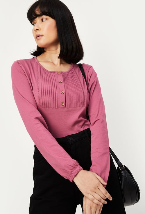 Women Pintuck Yoke Top