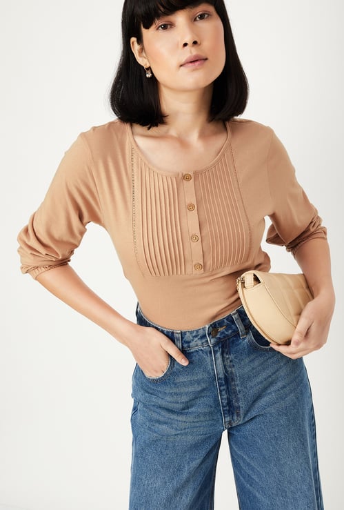 Women Pintuck Yoke Top