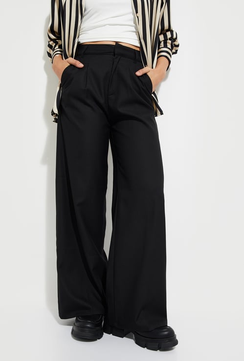 Women Pleated Wide Leg Trousers