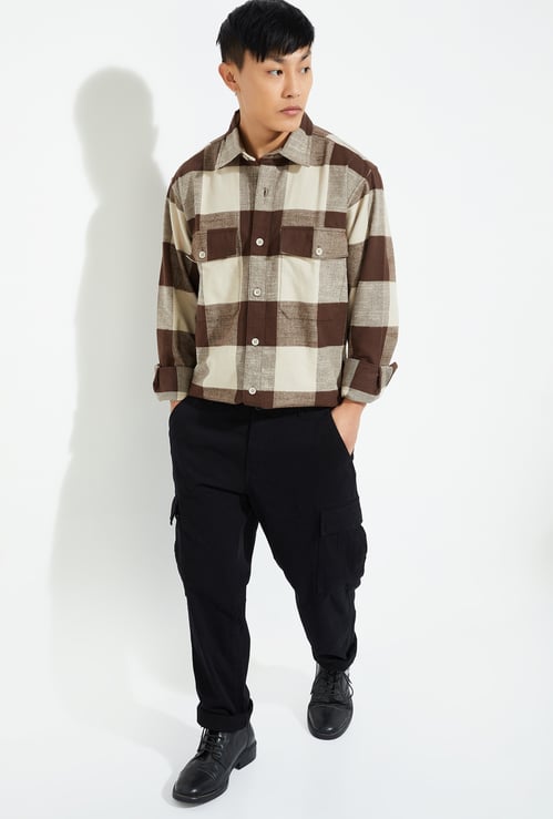 URB_N Men Boxy Fit Checked Over Shirt