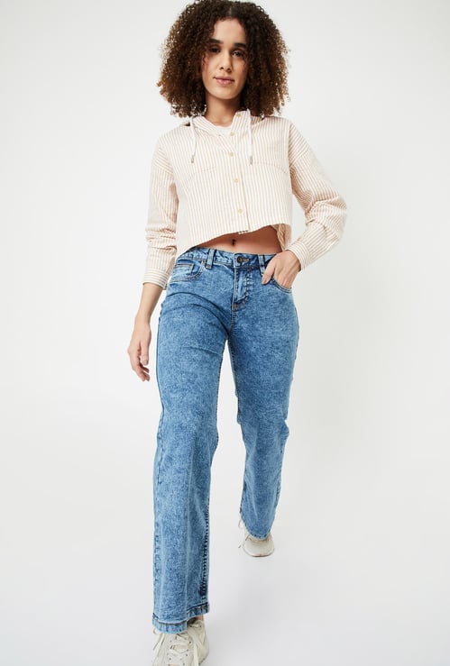 Women Washed Flared Jeans