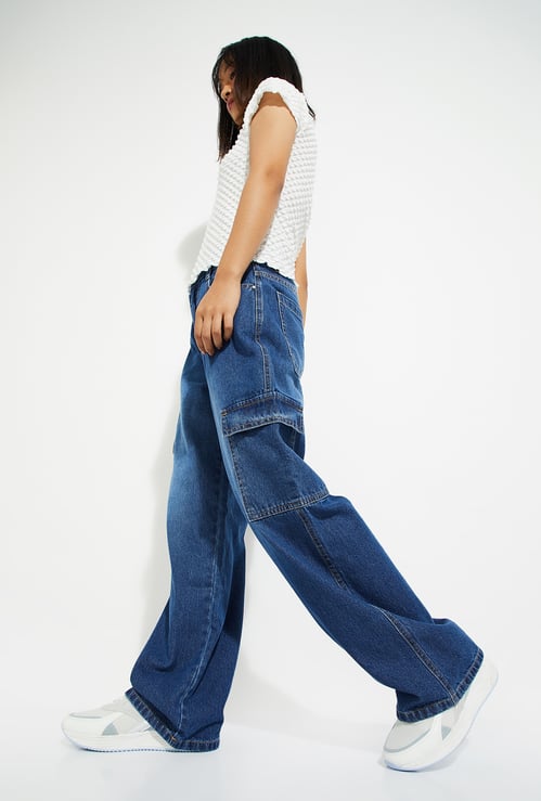 ALAYA F x URB_N Women Washed Cargo Jeans