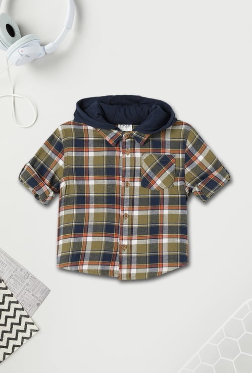 Boys Checked Shirt with Hood