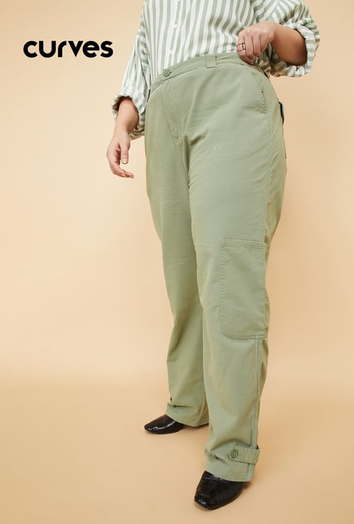 Women Solid Cargo Trousers