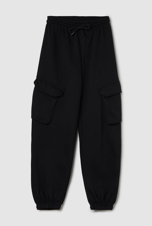 Boys Solid Cargo Joggers