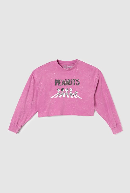 Girls Peanuts Sequinned T-shirt