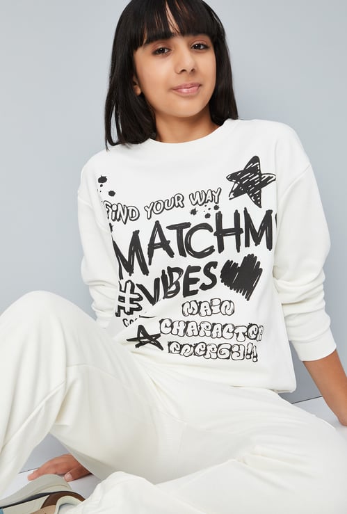 Girls Graphic Printed Sweatshirt
