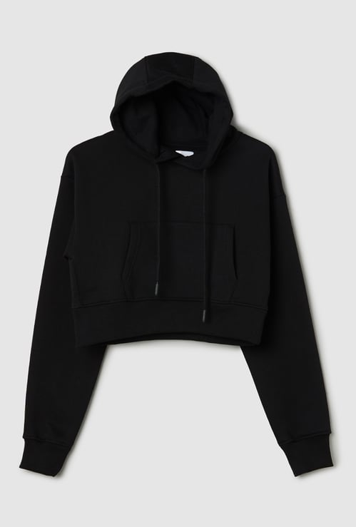 Girls Solid Hooded Sweatshirt