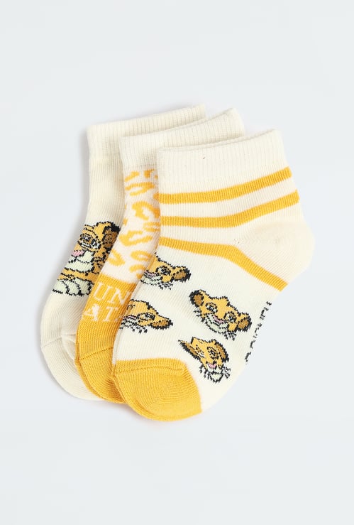 Boys Simba Printed Ankle Length Socks - Pack of 3