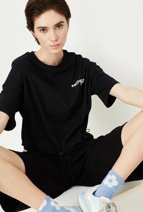 Women Solid Athleisure T-shirt