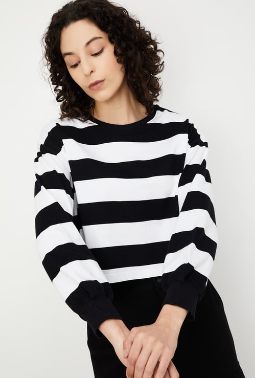 Women Striped Cropped T-shirt