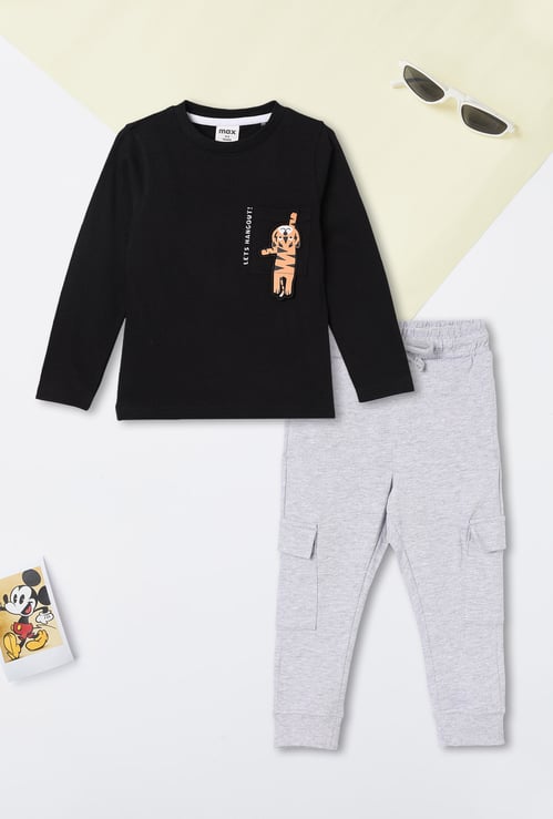 Boys Applique T-shirt and Cargo Joggers