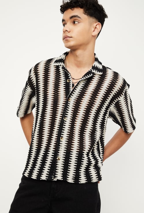 Boys Oversized Crochet Resort Shirt