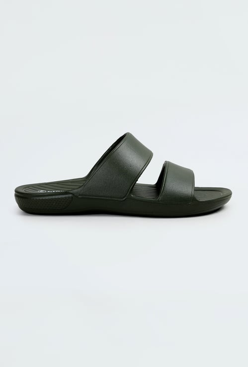 Men Solid Double Strap Sliders