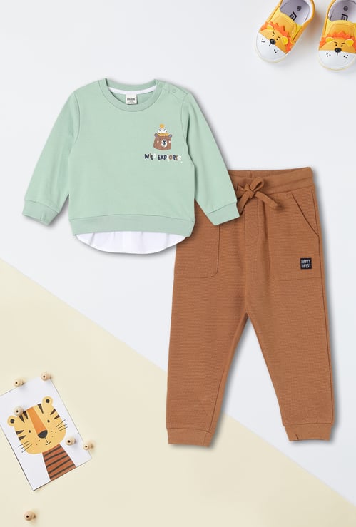 Boys Printed Sweatshirt with Joggers