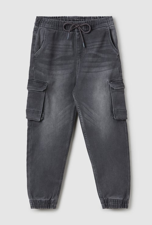 Boys Washed Cargo Jeans