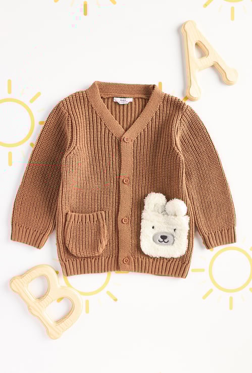 Boys Bear Applique Cardigan