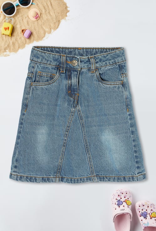 Girls Washed Denim Skirt