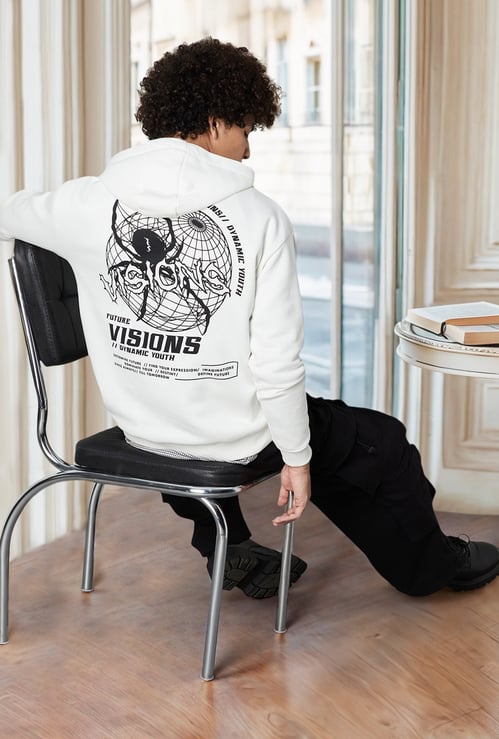 Men Back Printed Hooded Sweatshirt