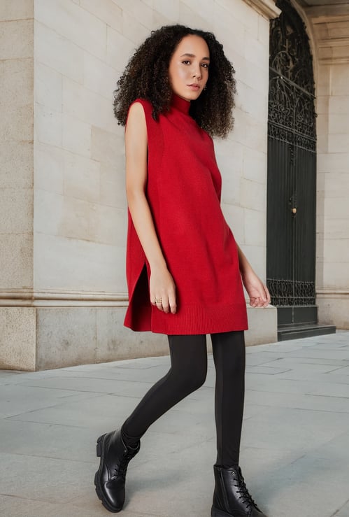 Women Knit Longline Sweater