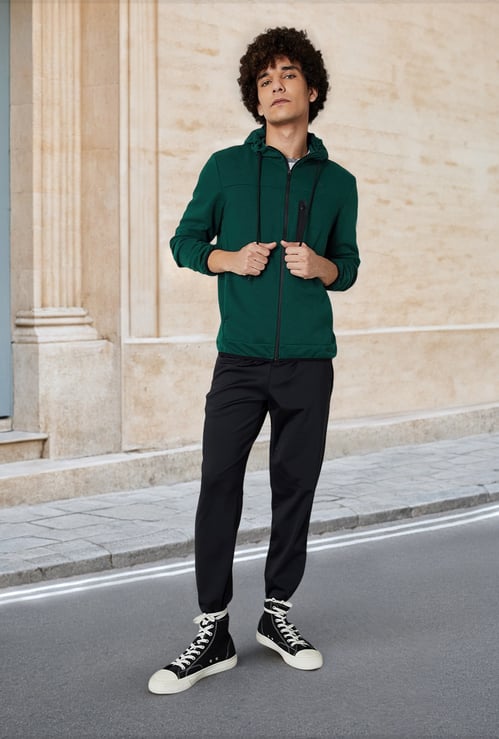 Men Panelled Sweatshirt with Hood