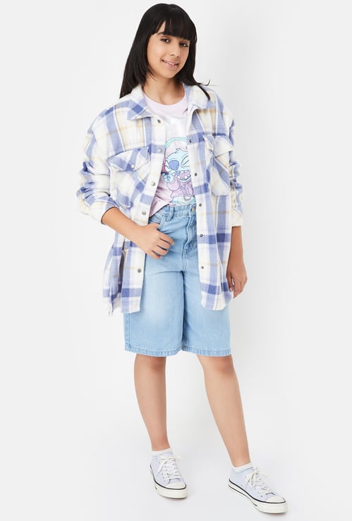 Girls Tartan Checked Shacket