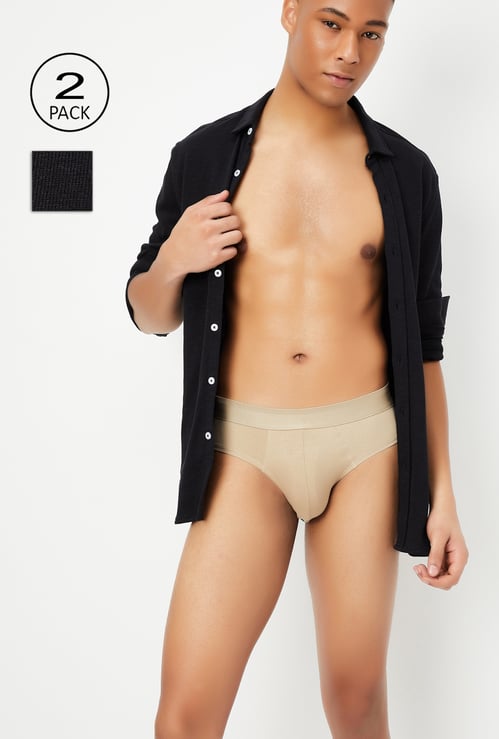 Men Solid Briefs - Pack of 2