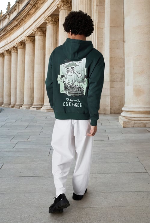 Men One Piece Printed Oversized Hooded Sweatshirt