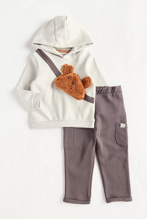 Boys Applique Hooded Sweatshirt with Pants