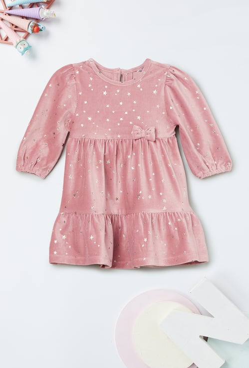 Girls Stars Embellished Tiered Dress