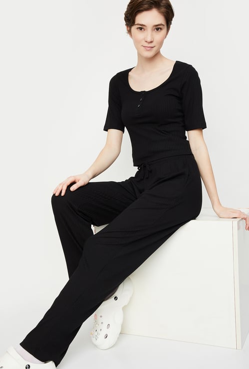 Women Ribbed Pyjama Set