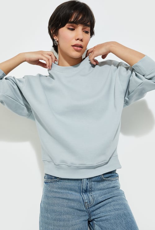 URB_N Women Solid Oversized Sweatshirt