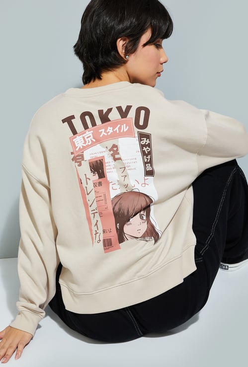 URB_N Women Oversized Back Printed Sweatshirt