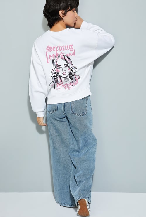 URB_N Women Oversized Back Printed Sweatshirt