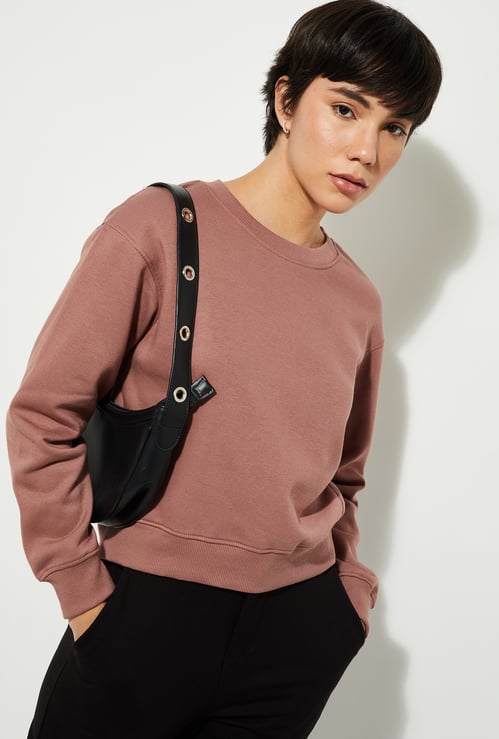 URB_N Women Solid Relaxed Fit Sweatshirt