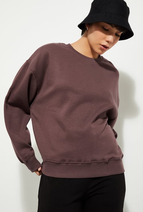 URB_N Women Oversized Solid Sweatshirt