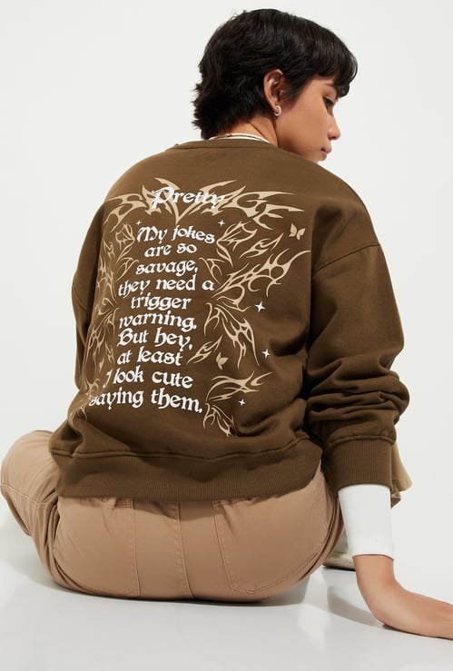 URB_N  Women Oversized Back Printed Sweatshirt