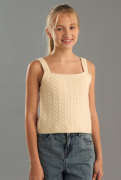 Girls Cable Knit Crop Top