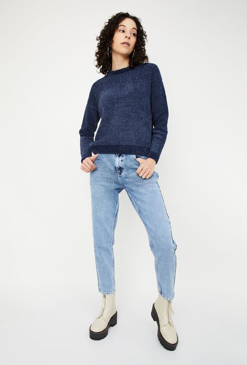 Women Mom Fit Washed Jeans