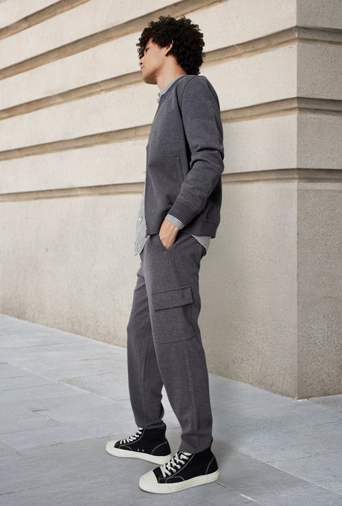 Men Textured Twill Cargos