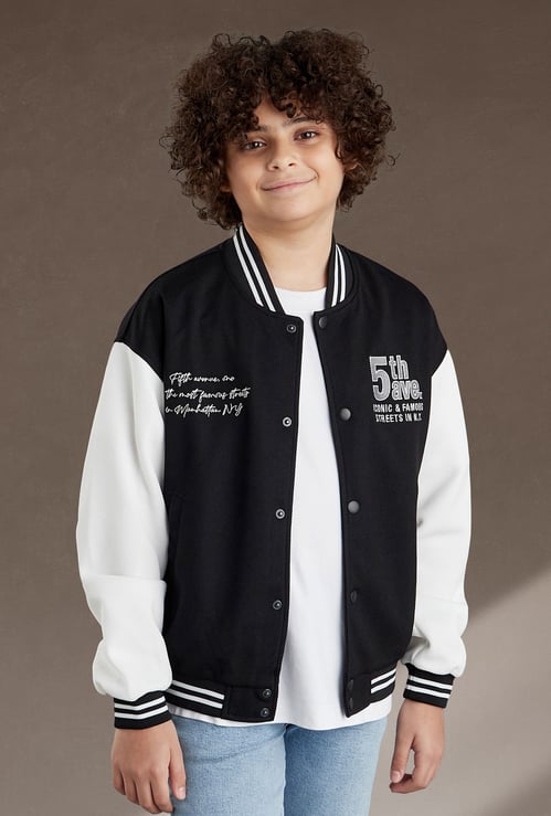 Boys Coloublocked Varsity Jacket