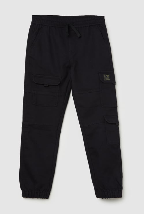 Boys Solid Cargo Joggers