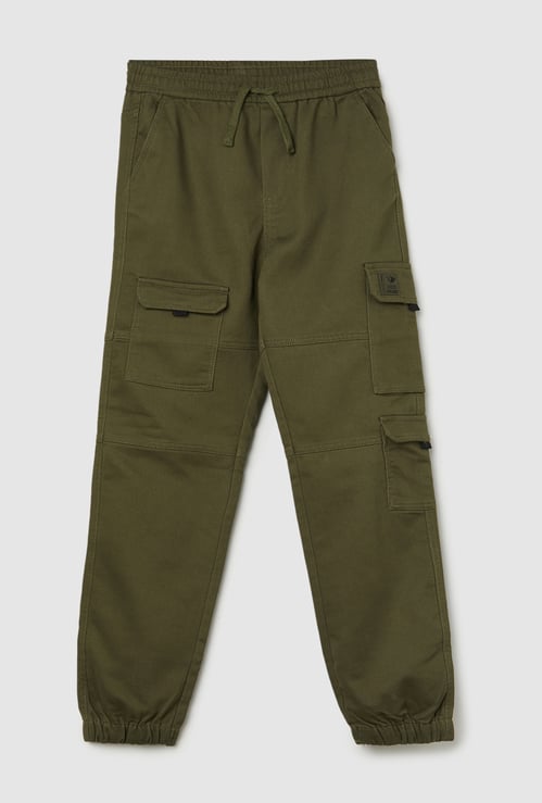 Boys Solid Cargo Joggers