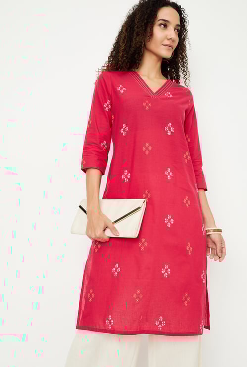 Women Embroidered Straight Kurta
