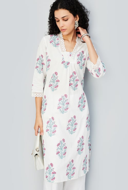 Women Floral Printed Straight Kurta