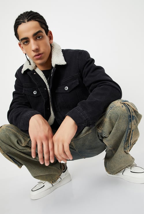 Men Fleece Lined Denim Jacket