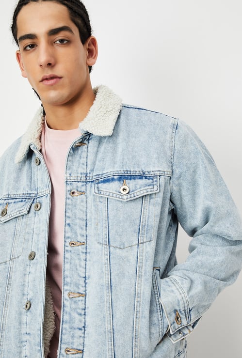 Men Fleece Lined Denim Jacket