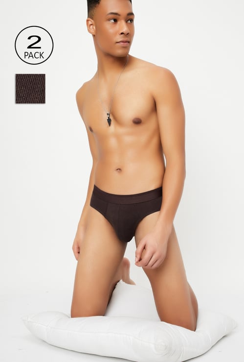 Men Solid Briefs - Pack of 2