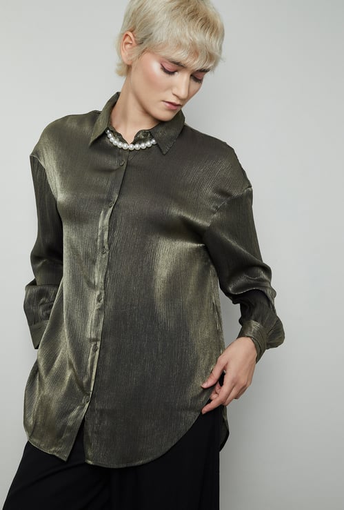 Women Shimmery Oversized Shirt