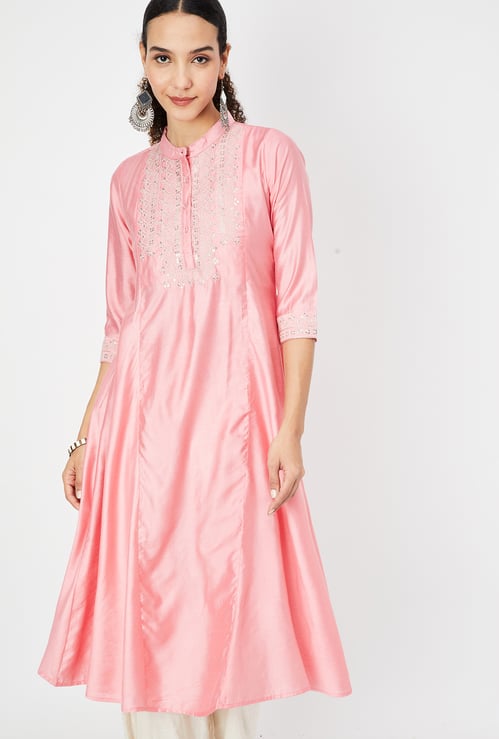 Women Embroidered A-line Kurta